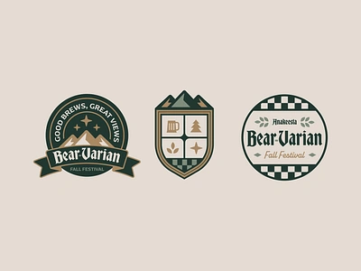 Bearvarian Badges apparel badge banner bavarian beer branding fall festival german gold logo logomark mountain nature retro signage stars type vintage wordmark