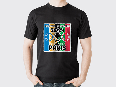 Black T-Shirt For Men Paris Olympic Games 2024 branding graphic design olympic olympicgames2024 pairsolympicgames2024 paris