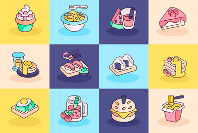 Lunchtime Icons illustration branding cartoon cartoon character cartoon illustration food icon illustration illustration art lunch lunchtime