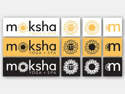 Moksha Yoga + Spa Branding branding graphic design logo moksha spa sunflower yoga