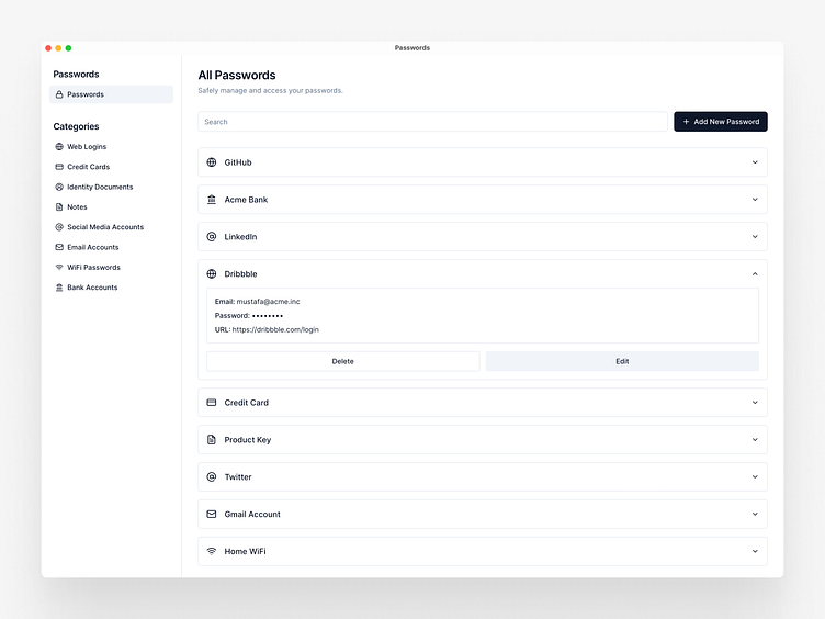 Password Manager App Dashboard Page Light By Mustafa On Dribbble