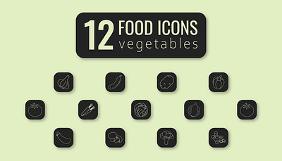 12 food icons with vegetables food icon graphic design icon illustration lineart vector vegetable vegetable icon