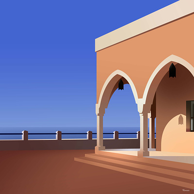Essaouira illustration journey morroco ocean ominimal simple travel view