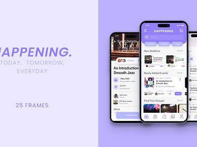 Happening: The Ultimate Campus Event App branding figma graphic design logo mobile design ui