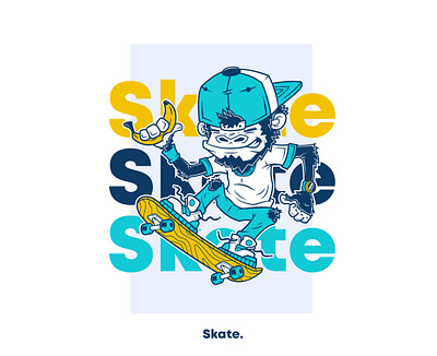 Skateboard Monkey character design graphic design illustration vector