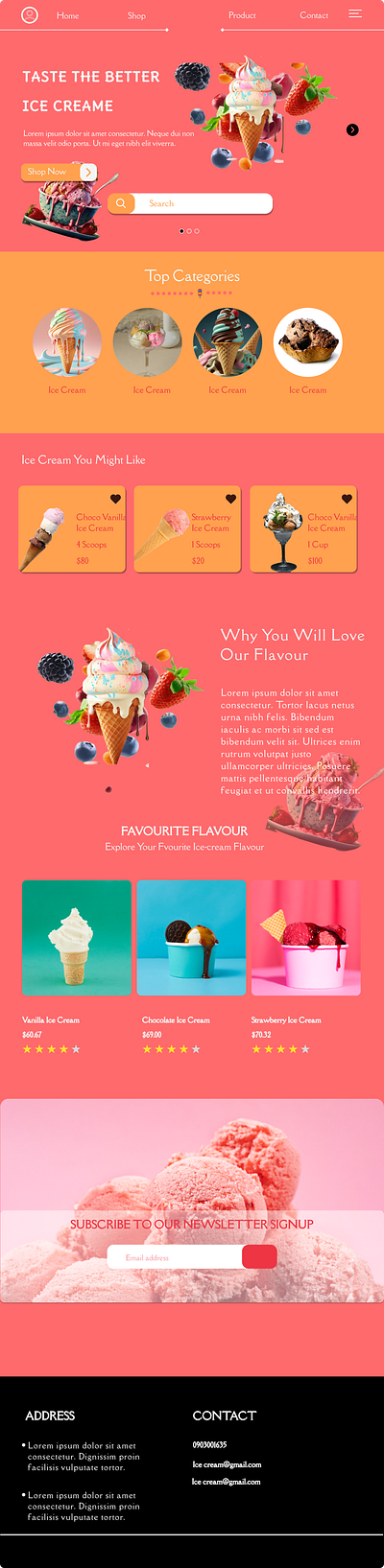 (Ui design) for ice cream website ui