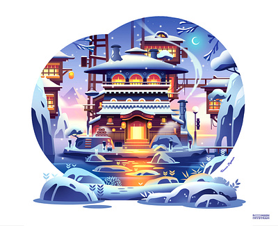 Onsen 2d adventure anime digital drawing illustration islands japan onsen