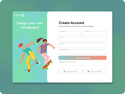 Daily UI #001 - Sign Up Page create account daily ui dailyui desktop log in sign in sign up skate skateboard