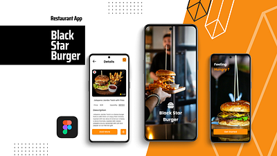 Black Star Burger branding design figma food app food delivery app graphic design illustration logo minimalistic design ui uiux uiux website