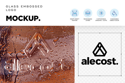 Glass Embossed Logo Mockup company design mock presentation showcase surface