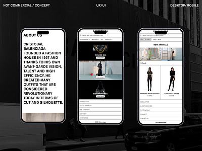 ONLINE STORE BALENCIAGA/E-COMMERCE/REDESIGN ui ux web design