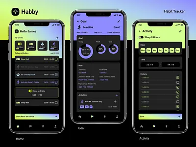 Habby | Habit Tracker app branding customize freelance graphic design habit progress status theme tracker ui ux