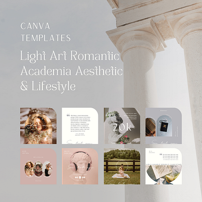 Templates ~ Light Art Romantic Academia Aesthetic & Lifestyle canva graphic design light academia templates