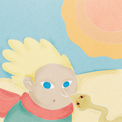 The Little Prince and the snake children book digital art digital drawing illustration kidlit little prince