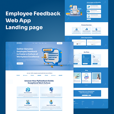 Employee Feedback Web App Landing page 3d agency agency landing page agency website application design employee employee feedback feedback landing page saas ui ui design uiux ux web application website website design