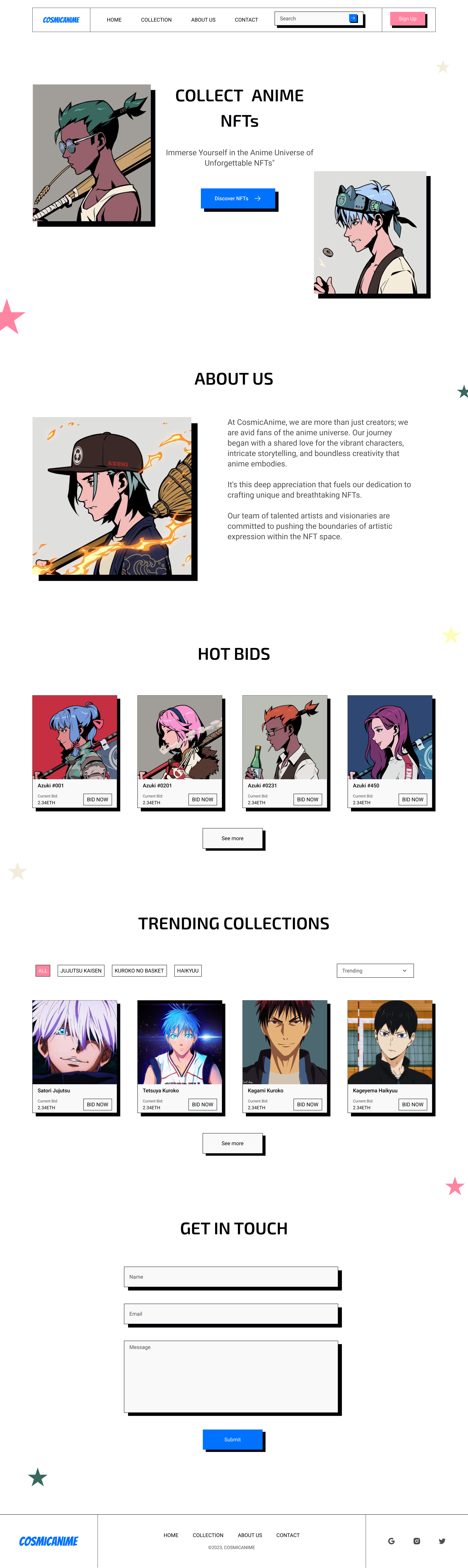 NFT(Anime) Landing Page design ui