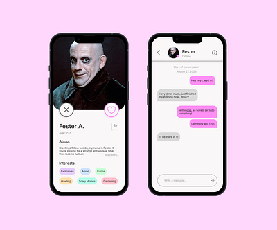 UI Challenge #6/13- User Profile & Direct Message addams family daily ui dating dating profile design direct message dm messaging online dating ui ui challenge user profile ux