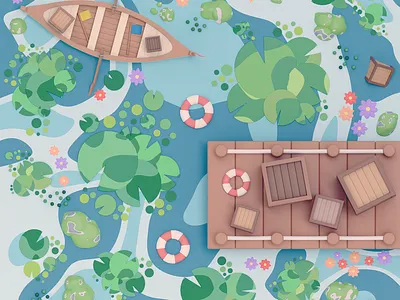 Navigating Expedition 3d 3d art adventure art art direction artwork b3d blender blender3d concept design digital digital art expedition graphic design illustration lake low poly lowpoly navigation