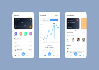 Zero Wallet - Mobile app (Light Mode) ui ux visual design