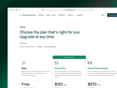 💸 NewRetirement - Pricing Page fintech homepage interface marketing planning pricing product design retirement saas service ui uiux ux