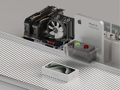 Manufacturing an iPhone 15 apple blender factory iphone iphone15 iphone15pro render ui wwdc