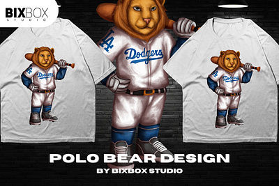 Streetwear Design Polo for T-Shirt - Lion Baseball cartoon character clothing design fashion design graphic design illustration polo bear streetwear design