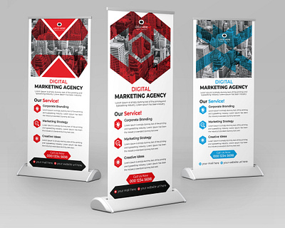 Corporate Business Roll Up Banner Design Template advertisement banner branding business corporate creative design graphic design marketing marketing design minimal modern professional rollupbanner seminar standeebanner stationery template vertical xbanner