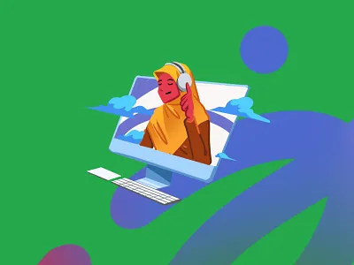 Podcast Time assets design illustration imac podcast spotify ui vector