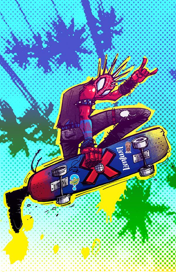 Spider Punk X-Games Poster comic art comics cover art illustration marvel poster art poster design