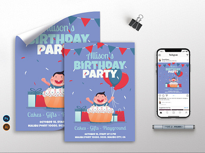 Boy Birthday Party - Flyer GR