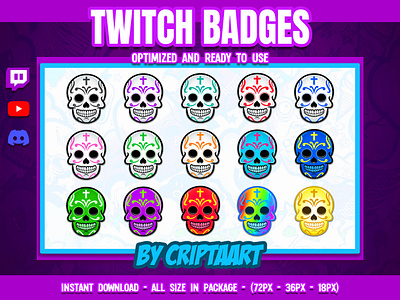 Candy Skull Twitch Badges Bit Badges Spooktober Halloween candy creaneo creepy emote grim reaper halloween horror mexican skull paranormal reap skull streamer sub badges terror twitch youtuber