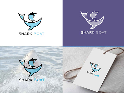 Shark Boat logo design. Sea Boat logo design app apps logo beach boat branding design gradient logo graphic design illustration logo logo design sea shark ui