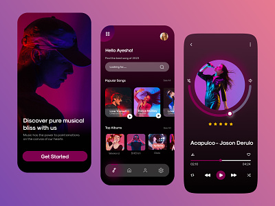 Music Mobile App Design android app clean dark theme design interface ios app minimal mobile mobile app mobile app design music music mobile app ui ui design uiux user interface ux ux design uxui