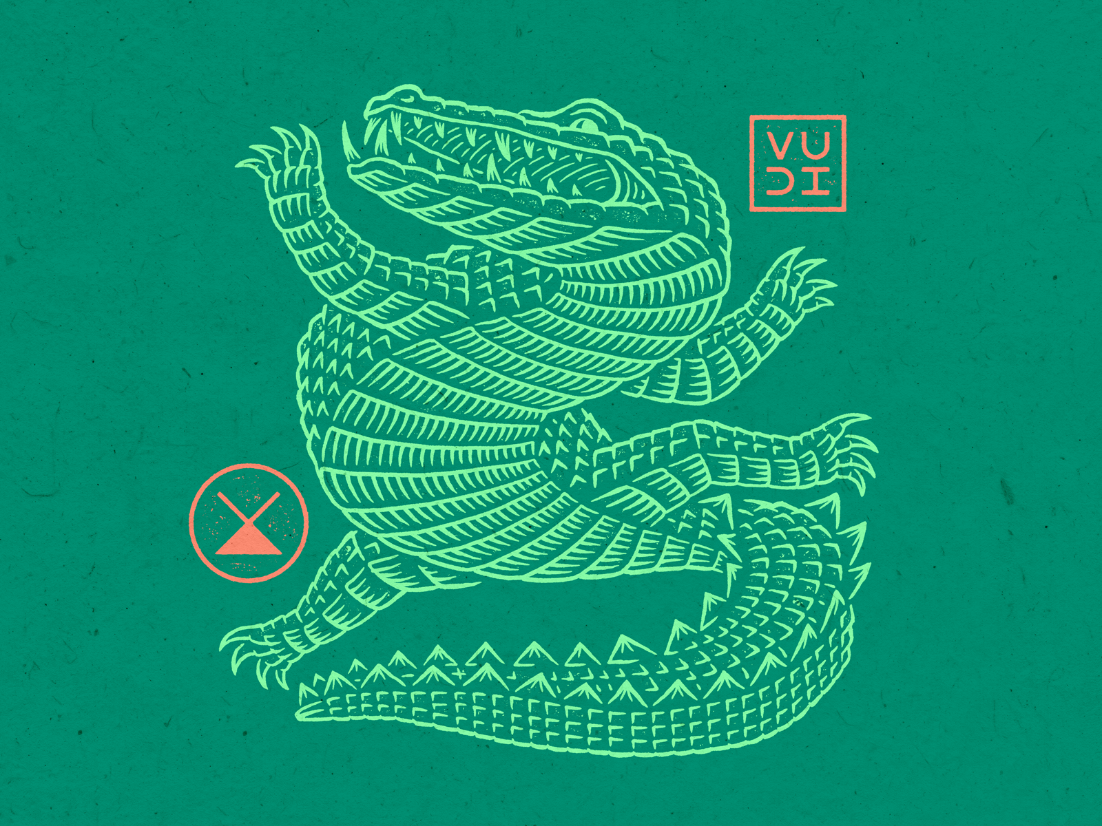 Croco abstract alligator animal art beast blockprint character crocodile drawing etching geometric graphic grunge hatching illustration ink inking linocut nature wild