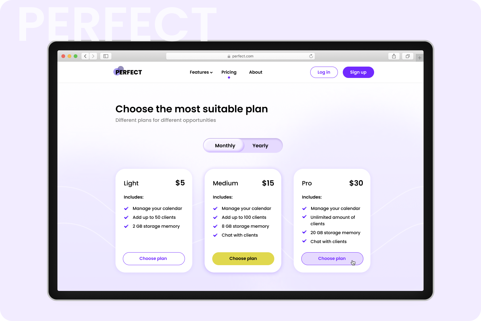 Plans page (website version) blur branding checkout design gradient logo plans product design shadows ui website