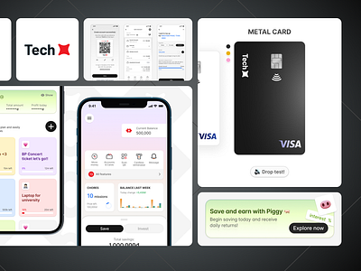 ♦️ Bank for Teens - A Finance Concept Mobile App banking banking app bento card colorful credit card digital finance finance app mobile mobile app teen wireframe