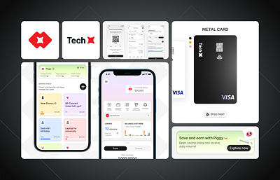 ♦️ Bank for Teens - A Finance Concept Mobile App banking banking app bento card colorful credit card digital finance finance app mobile mobile app teen wireframe
