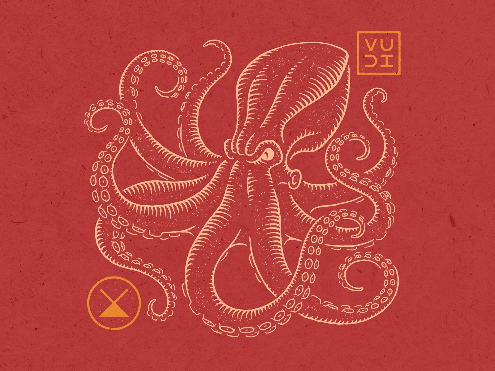 Octopus abstract animal art beast blockprint drawing etching graphic grunge hatching illustration ink inking kraken linocut monster octopus sea creature tentacles wild