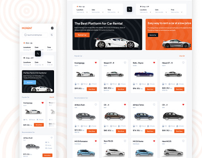 Car on rent website application car design graphic design illustration landing page mobile app rent taxi ux