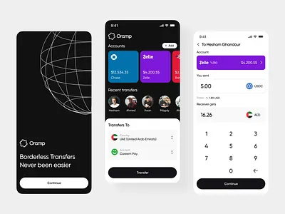 Oramp App app branding crypto design fintceh inspiration logo minimal mobile off ramp on ramp oramp transfer ui ux