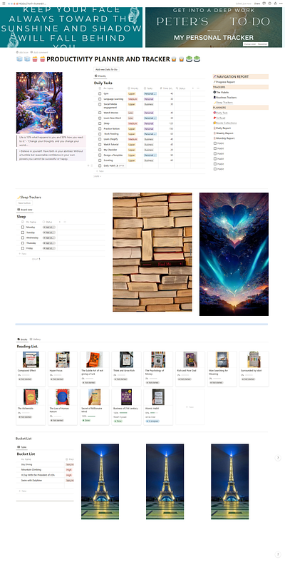 Notion Personal Tracker notion personal productivity template design