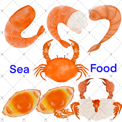 Seafood 3d animation branding design food graphic design illustration seafood ภาพถ่าย รูปภาพ
