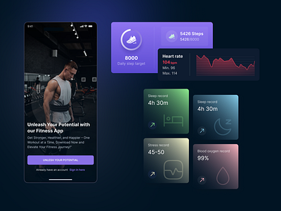 The Ultimate Fitness App UI design activity colorful design fitness graphic design mobile app new design project screen smart watch tracking trendy ui ux