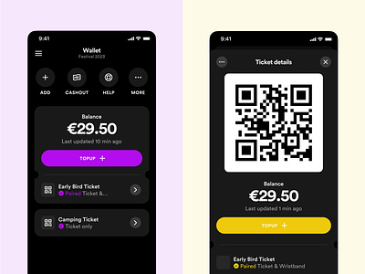 Wallet feature designed for Woov app feature festival app ui ux wallet woov