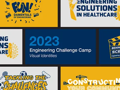 WVU 2023 Engineering Challenge Camp Logos branding engineering fun logo graphic design handlettering logo logo design sports logo technology logo tshirt design visual identity wvu