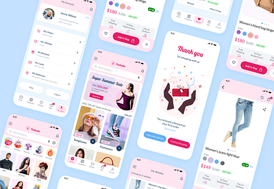 Fashion E-commerce App for Women beauty branding ecommerce fashion girls illustration mobile app pink ui women