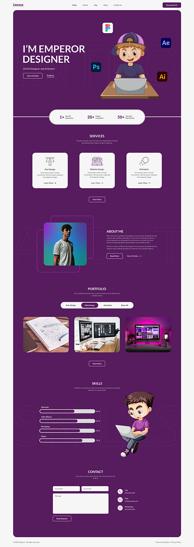 Portfolio landing page graphic design landing page portfolio ui ux web design