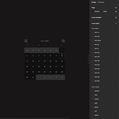 Adaptable Calendar Component in Figma auto layout branding calendar components dark mode design system designer figma form interface modular product design productivity responsive ui ui kit ux ux design variables