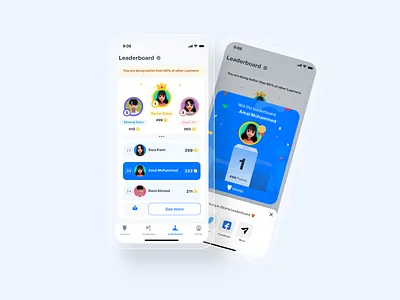 Leaderboard Mobile App app challenge gamification leaderboard learning app mobile points share social ui