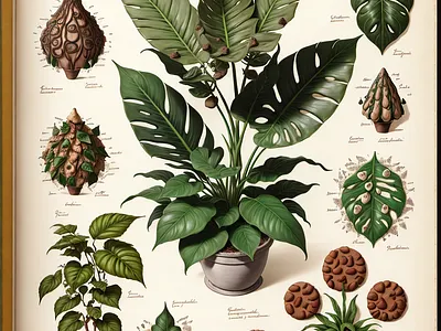 An antique botanical drawing of a fictional plant botanical drawing fictional illustration plant